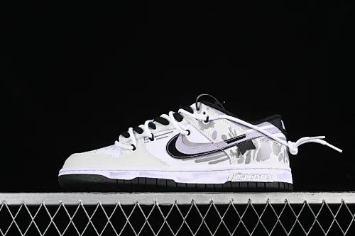 All Categories Nk SB Dunk Series Nk SB Dunk Low Low-top sneakers Nk Dunk Low Special mission camouflage Warship Simple black, white, purple and gray SB strap low-top casual sneakers DD1391-100